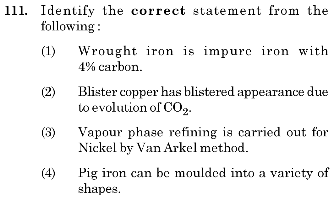 NEET 2020 chemistry Question 111