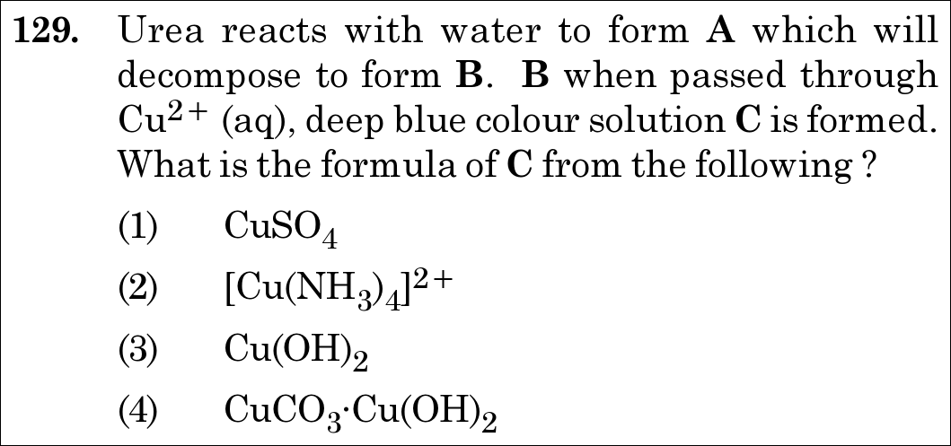 NEET 2020 chemistry Question 129