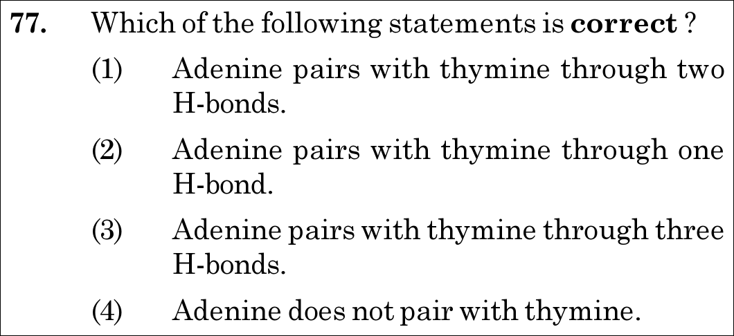 NEET 2020 zoology Question 77