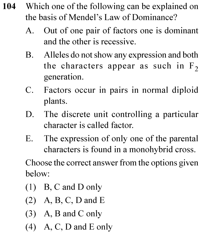 NEET 2024 Botany Question 104