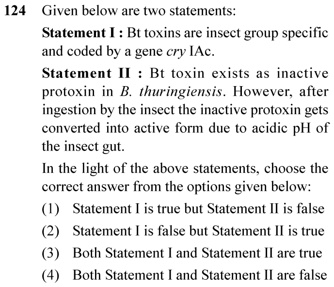 NEET 2024 Botany Question 124
