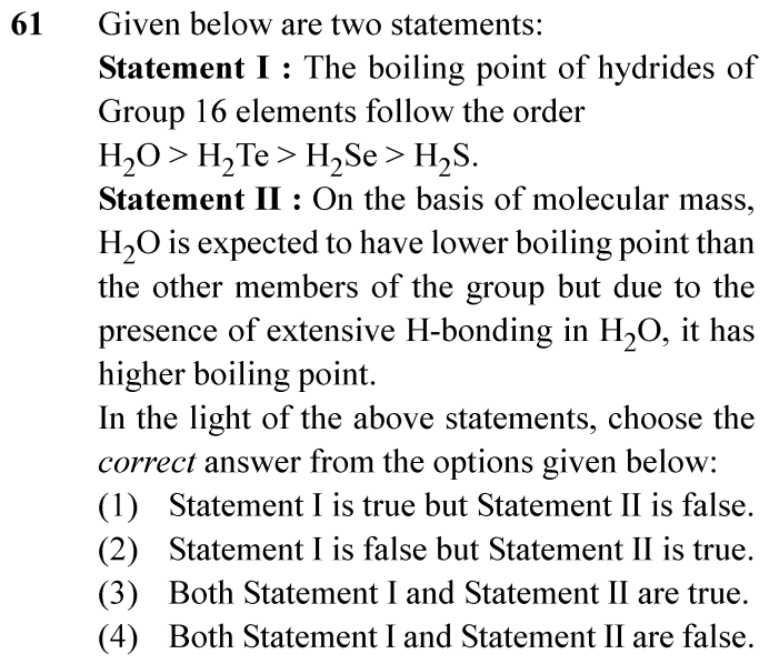 NEET 2024 chemistry Question 61