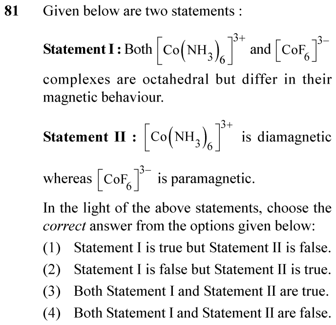 NEET 2024 chemistry Question 81