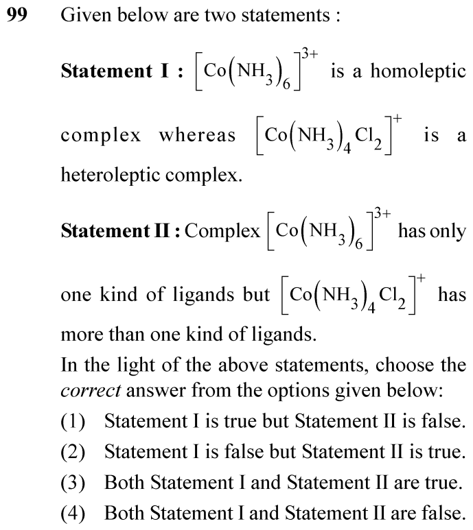 NEET 2024 chemistry Question 99
