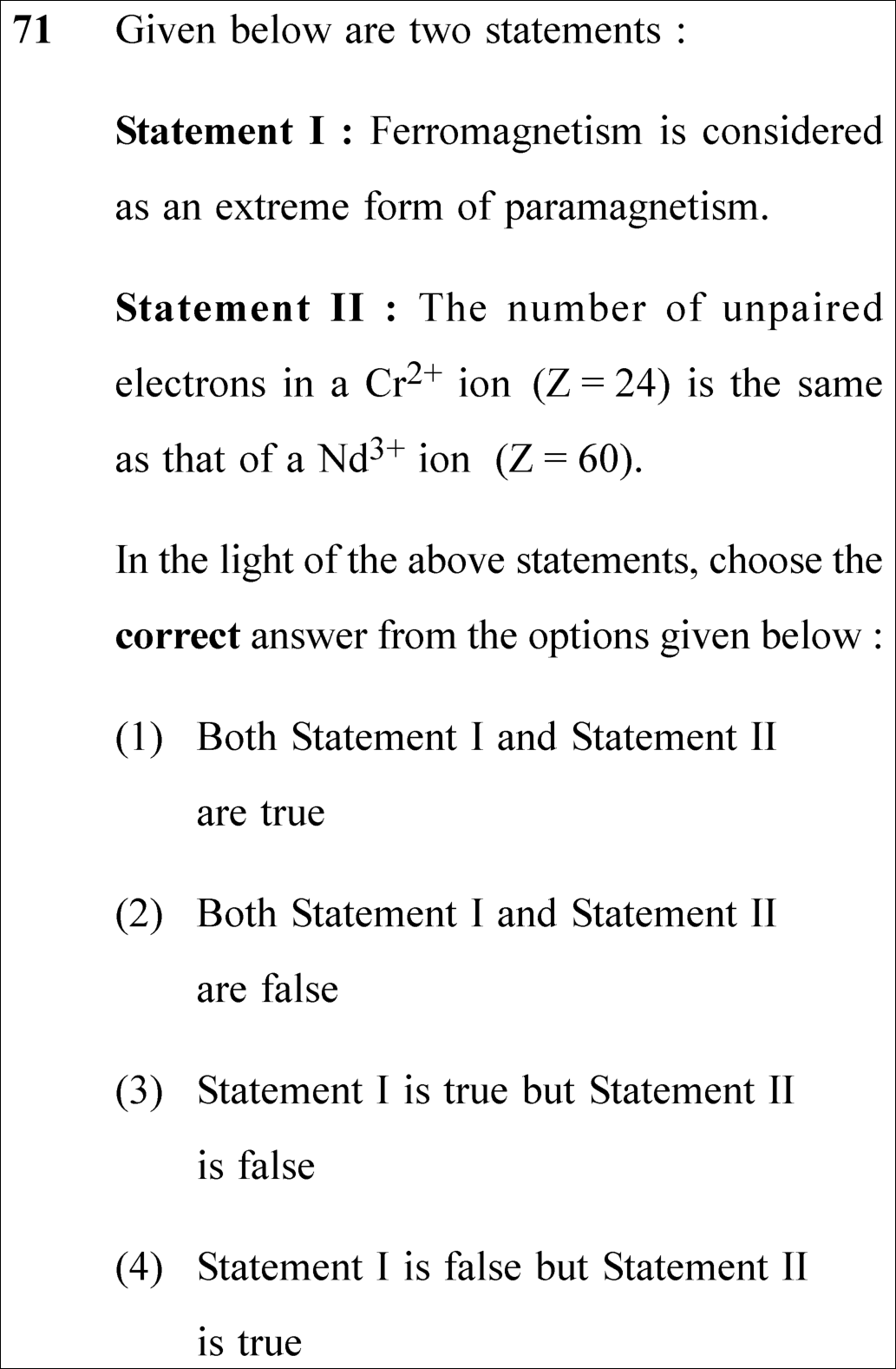 NEET 2025 chemistry Question 71